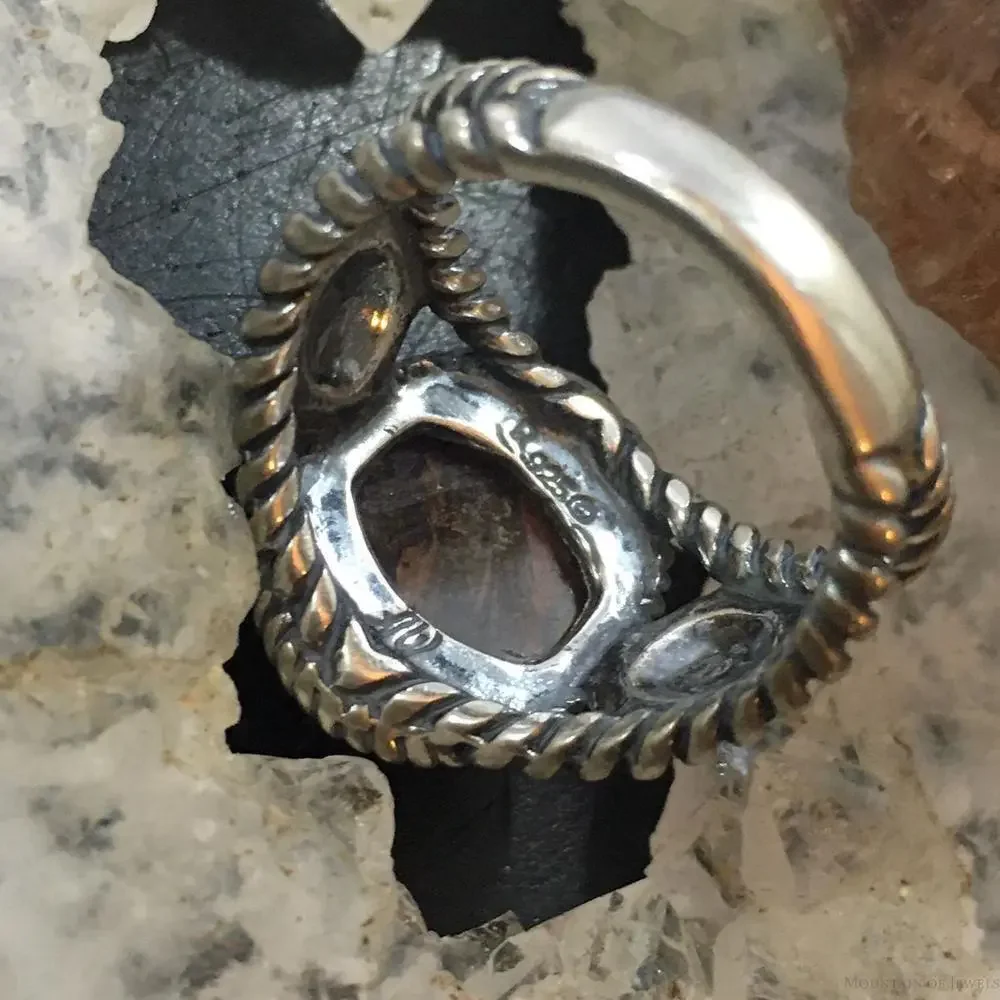 Carolyn Pollack Vintage Sterling Oval Brown Agate Decorated Ring For Women